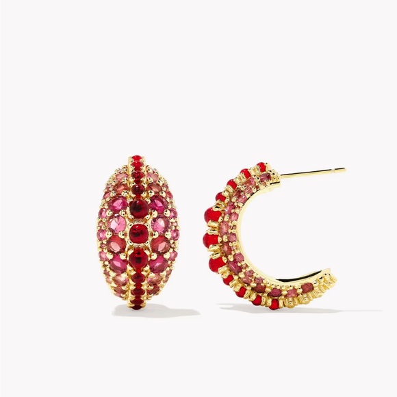 Kendra Scott Jewelry - NWT Kendra Scott Krista Gold Hoop Earrings in Red Mix. Charming 🥰